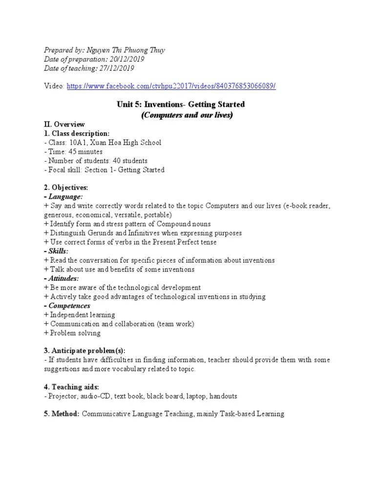 Lesson Plan - Getting Started | PDF | Grammar | Linguistics