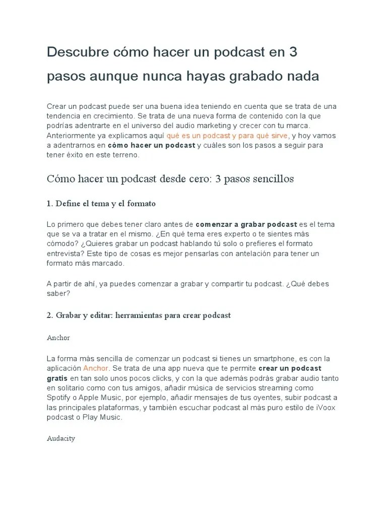 Como Hacer Un Podcast | PDF | Podcast | Red Mundial
