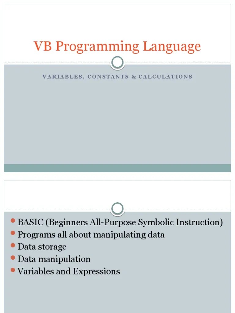 Lesson 3 - Variables, Constants And Calculations | PDF | Variable ...