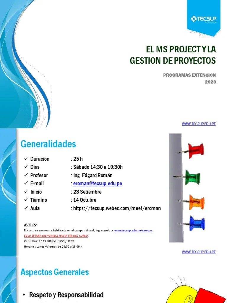 Unidad 1 - Ms Project Y La Gest De Proy. (Aspectos Generales) | PDF ...