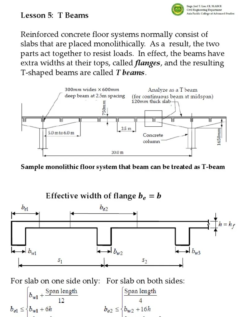 RCD Lesson 5 T Beams | PDF | Beam (Structure) | Mechanics