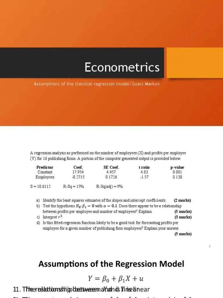 Econometrics - Classical Regression Assumptions | PDF | Estimator ...