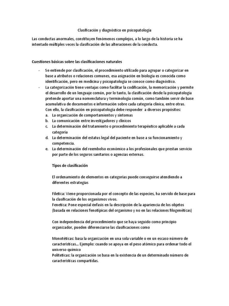 Clasificación Y Diagnóstico En Psicopatología | PDF | Psicopatología ...