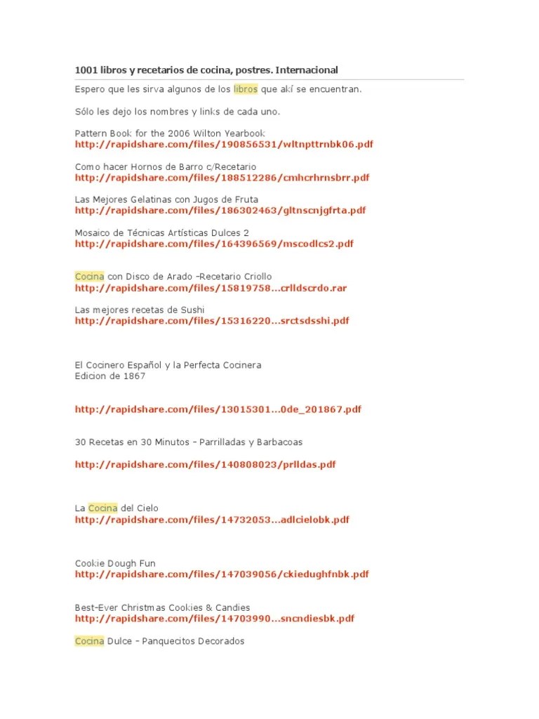 1001 Libros Y Recetarios De Cocina | PDF | Panes | Postres