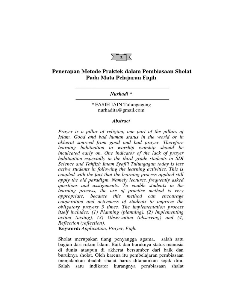 Metode Praktek Dalam Pembiasaan Sholat P | PDF