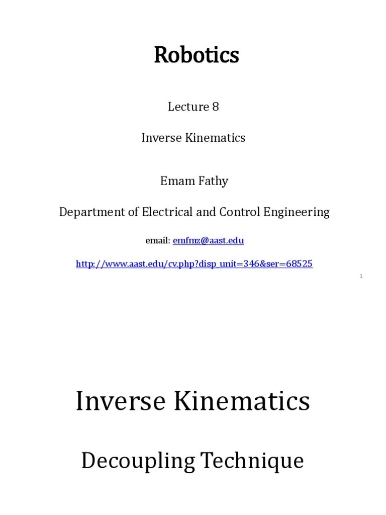 Lec8 Inverse Kinematics | PDF | Matrix (Mathematics) | Kinematics