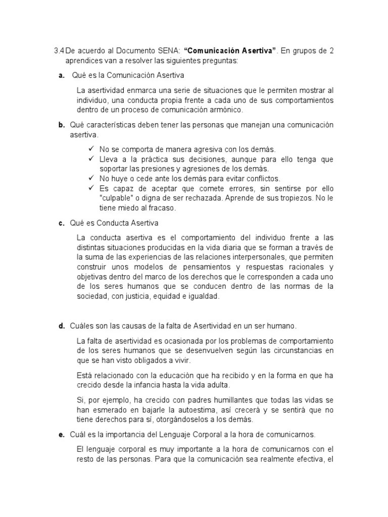 Preguntas De Comunicación Asertiva | PDF | Comunicación | Comportamiento
