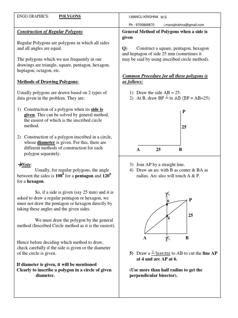 Construction Of Regular Polygons | Download Free PDF | Circle | Polygon