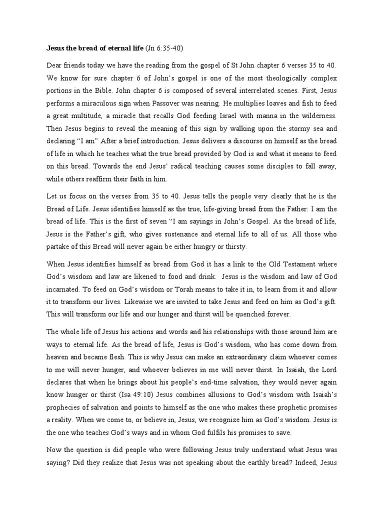 Jesus The Bread Of Life | Download Free PDF | Jesus | Gospel Of John
