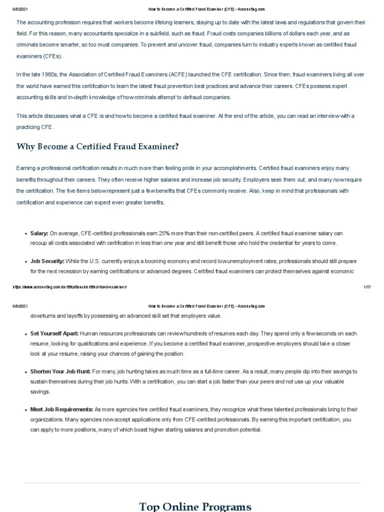 How To Become A Certified Fraud Examiner (CFE) | PDF | Test (Assessment) | Accounting