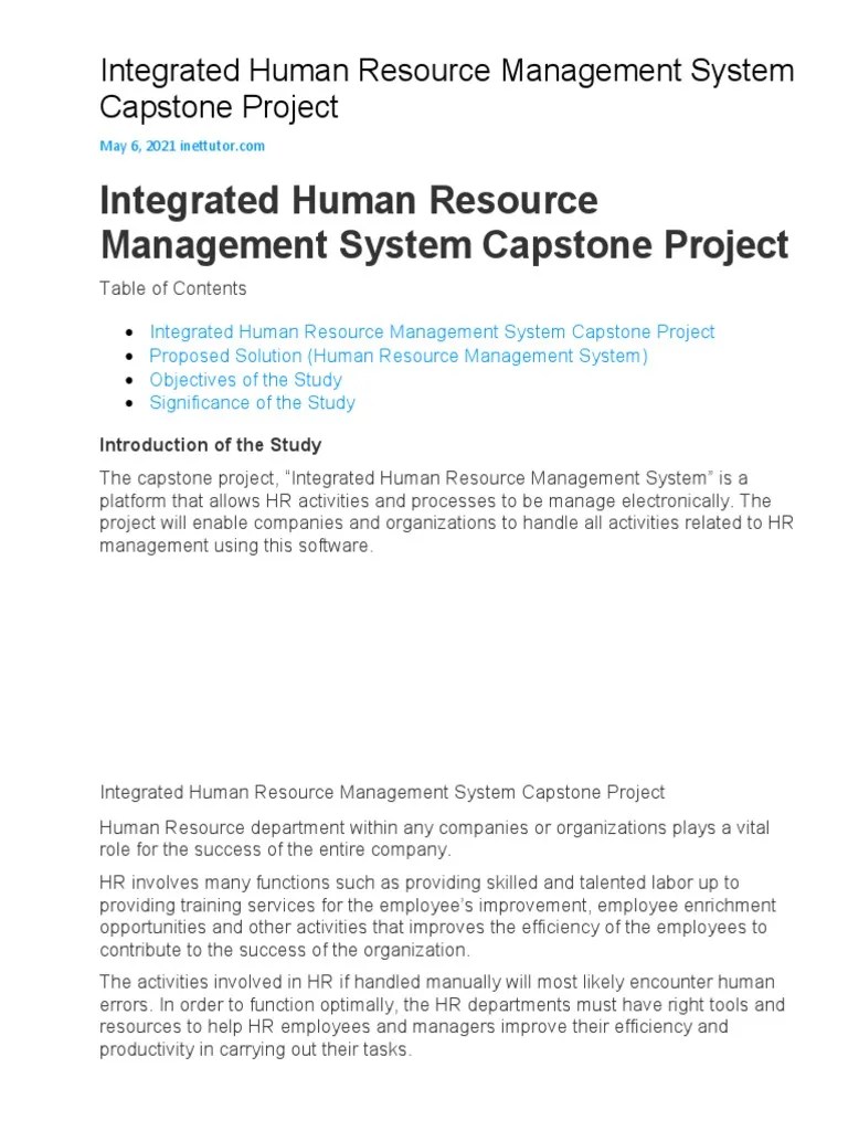 Integrated Human Resource Management System Capstone Project | PDF ...