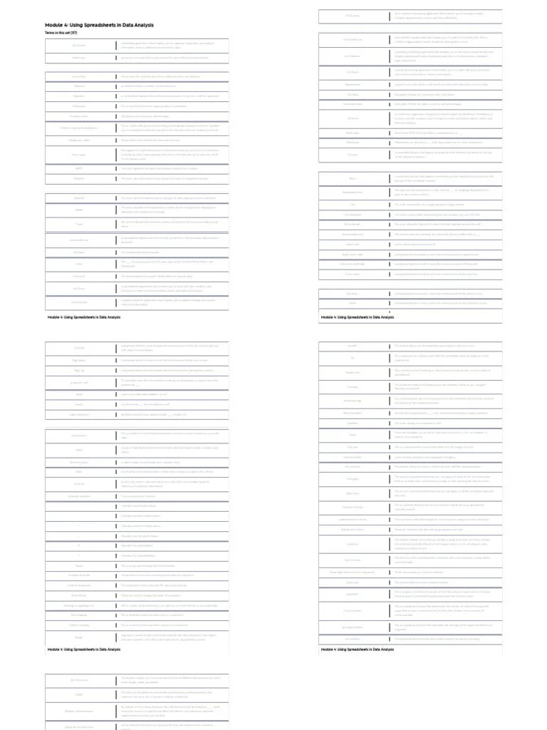 Module 4 - Using Spreadsheets In Data Analysis Flashcards - Quizlet ...