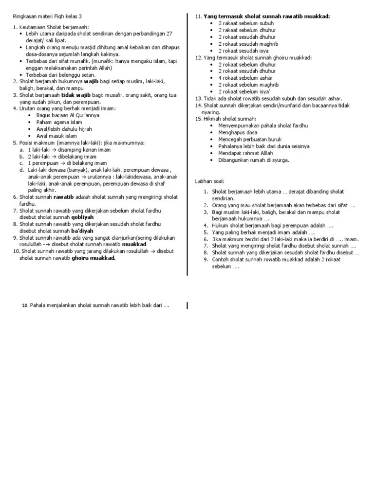 Ringkasan Materi Fiqh Kelas 3 SMT 1 | PDF