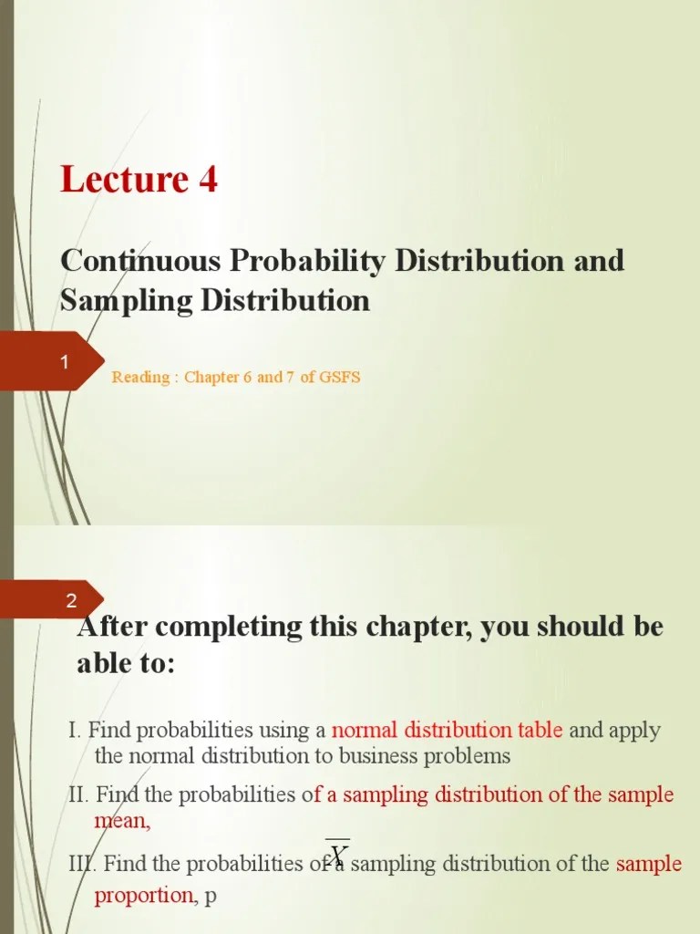L4 Continuous Probability | PDF | Normal Distribution | Standard Deviation