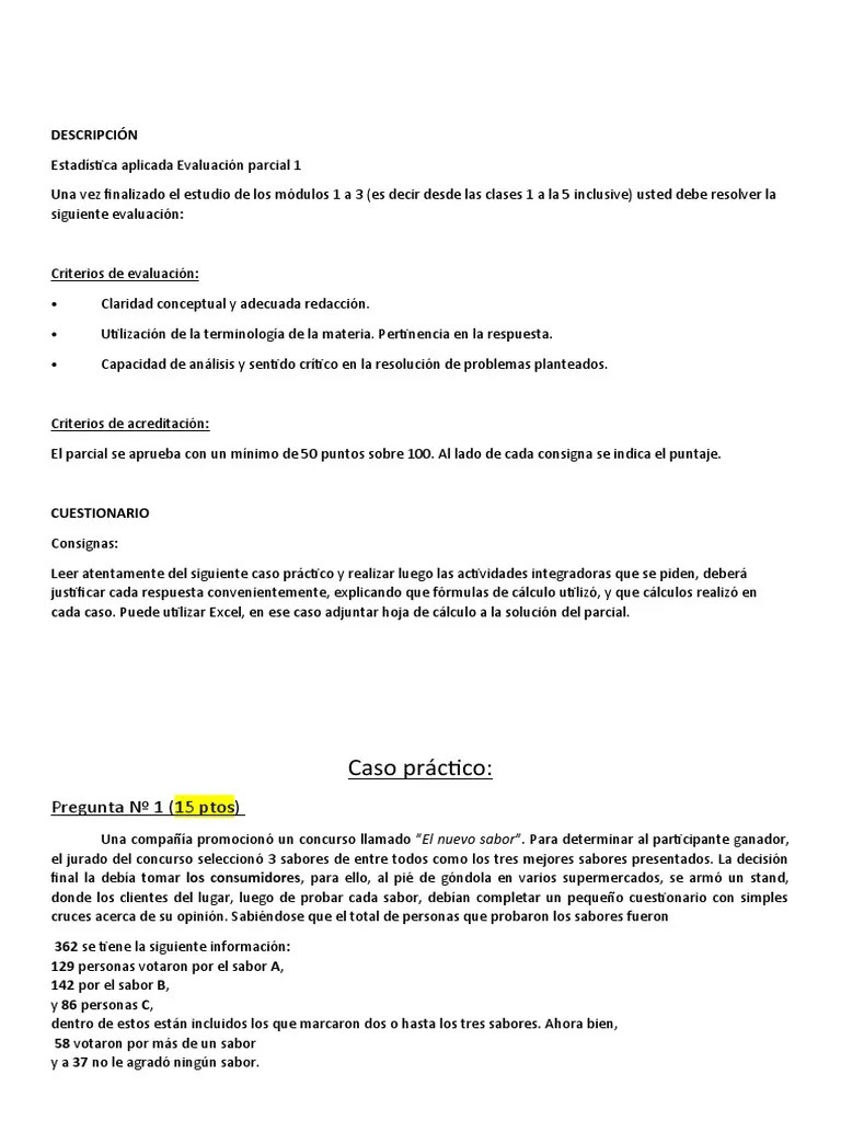 Parcial 1 Estadistica Aplicada | PDF | Muestreo (Estadísticas) | Cuestionario