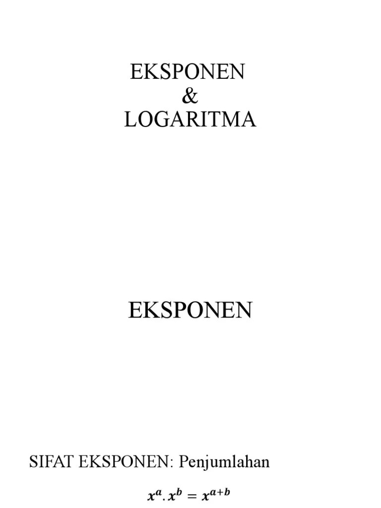 Penjumlahan dan pengurangan bentuk akar. Eksponen Dan Logaritma Pdf