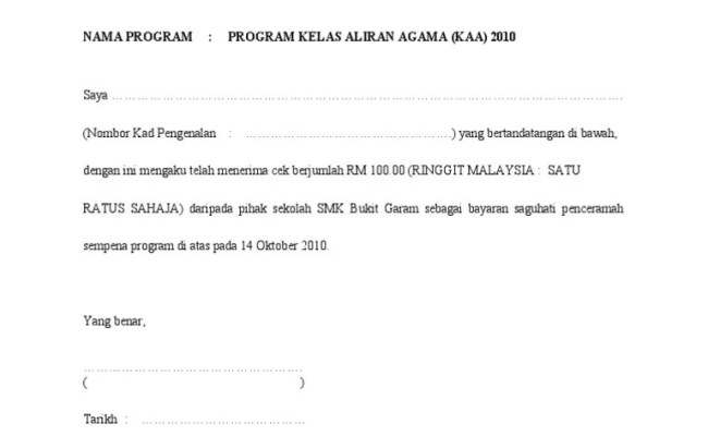 Contoh surat akuan terima cek sumbangan cute766. Contoh Surat Akuan Penerimaan Bayaran Kumpulan Contoh Otosection