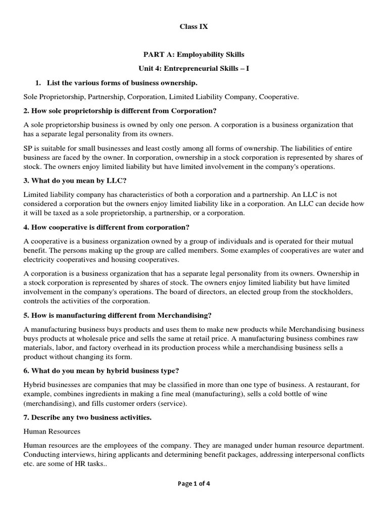 Entrepreneurial Skills Notes | PDF | Entrepreneurship | Limited ...