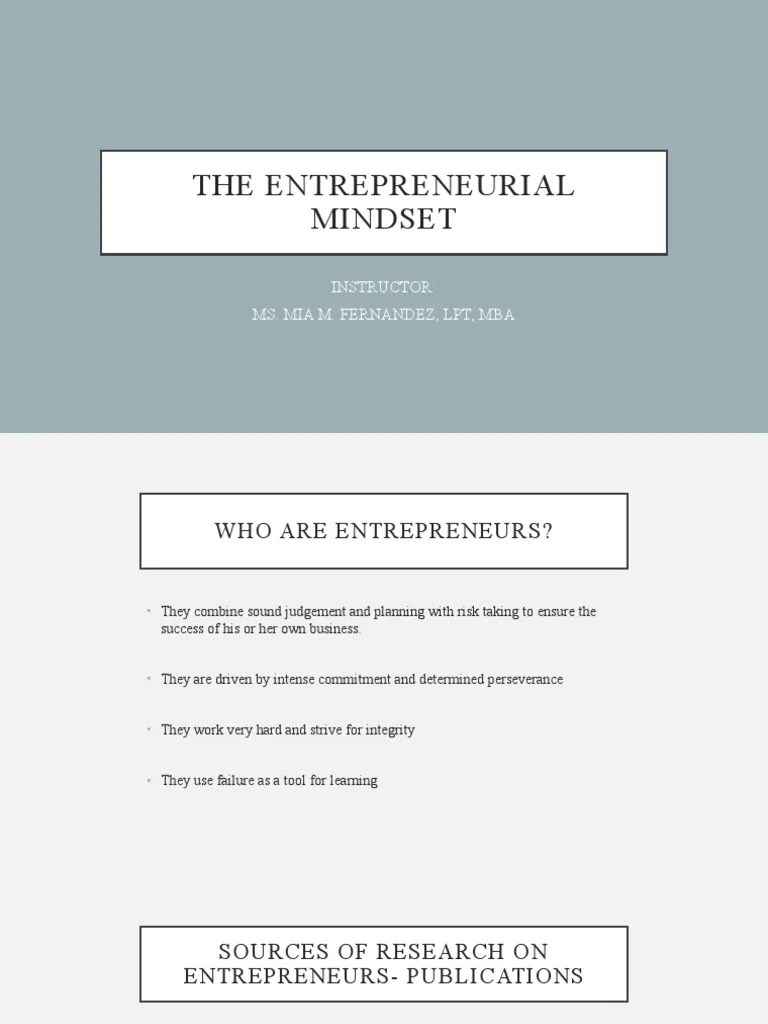 The Entrepreneurial Mindset | PDF | Entrepreneurship | Psychology