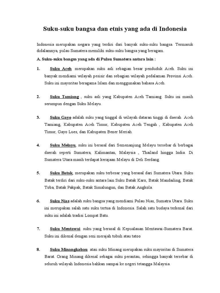 Suku-Suku Di Indonesia | PDF