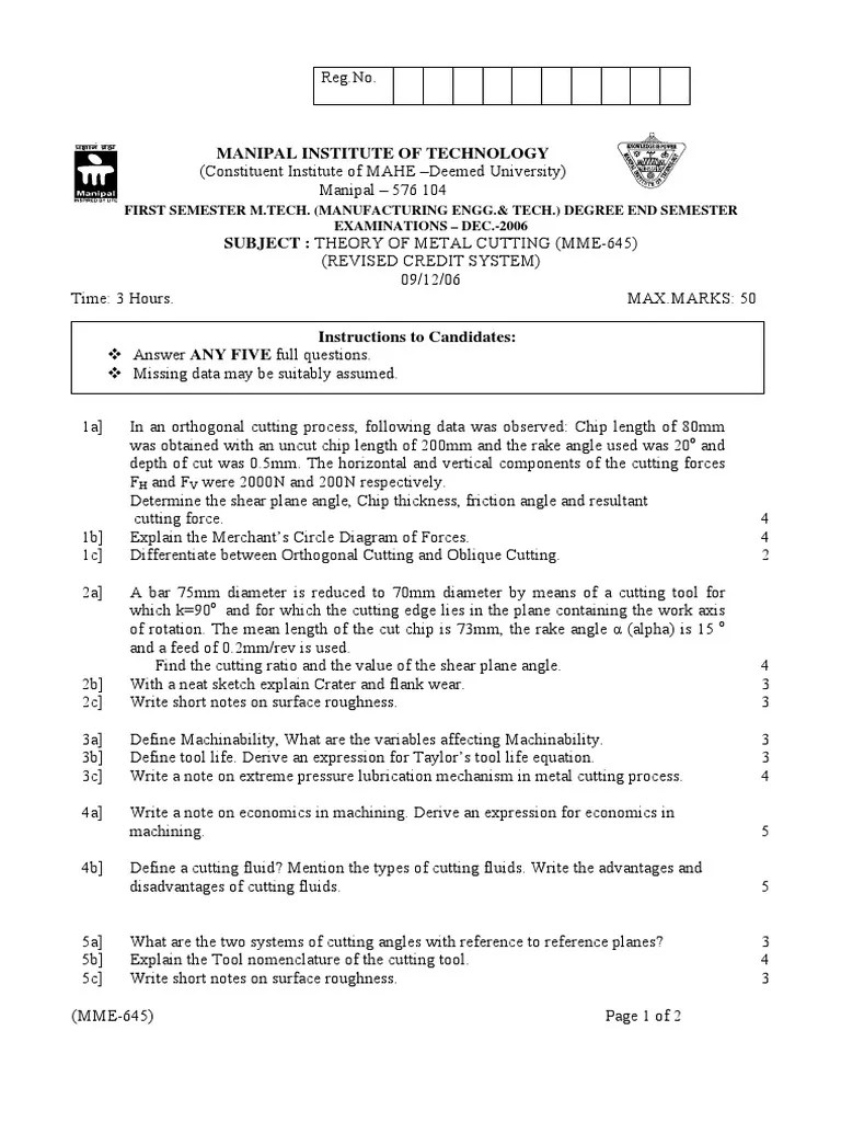 Theory Of Metal Cutting | PDF | Machining | Force