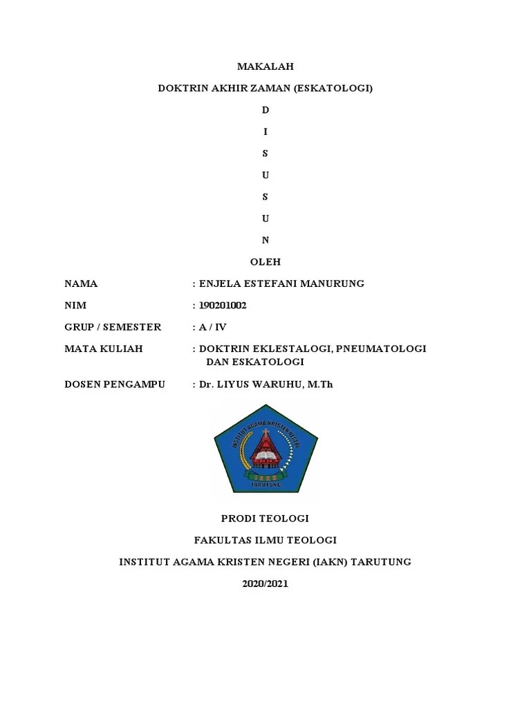 Sejarah ringkas theologia abad xx. Makalah Doktrin Akhir Zaman Pdf