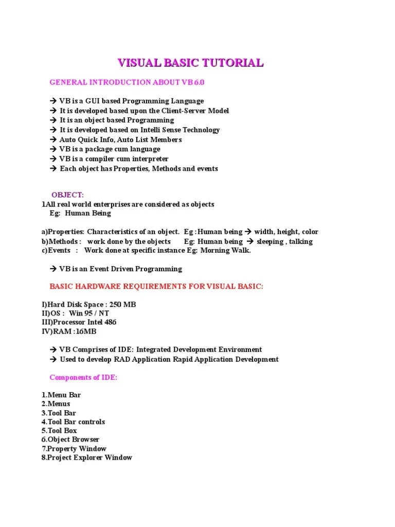 Vaidhesh Visual Basic Tutorial | PDF | Computer Engineering | Computing
