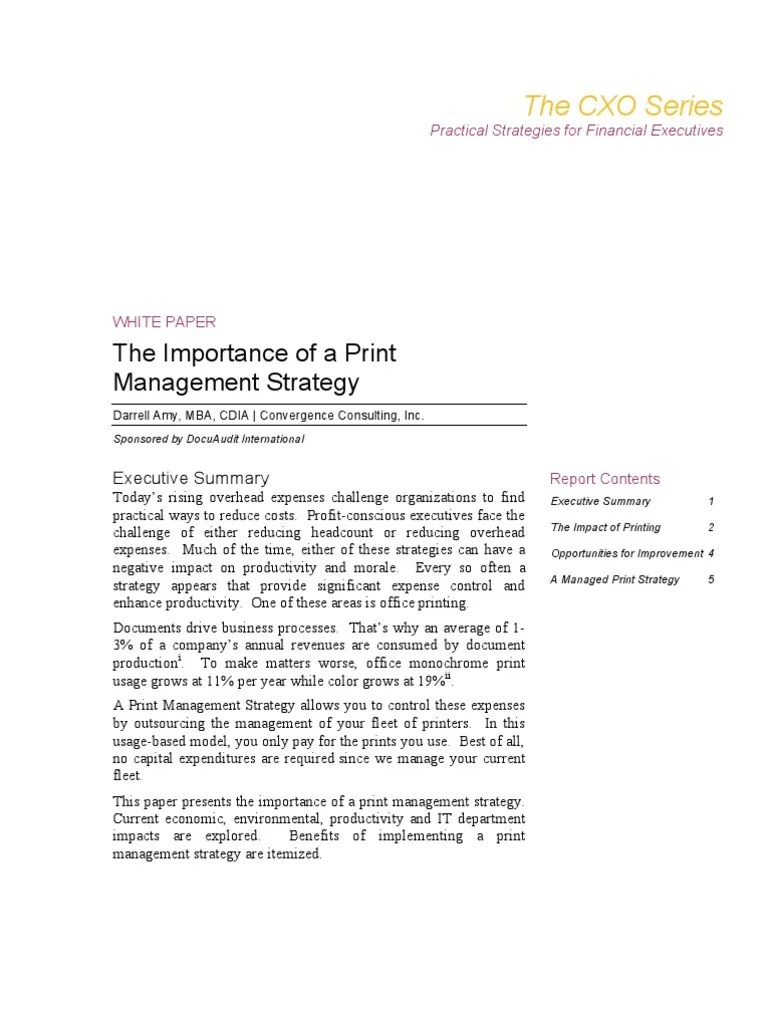 Print Management Strategy | PDF | Printer (Computing) | Total Cost Of ...