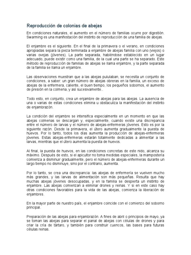Reproducción De Colonias De Abejas | PDF | Apicultura | Colmena