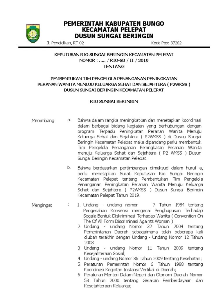 Kelurahan wirobrajan, kecamatan wirobrajan kota yogyakarta maju ke tingkat provinsi dalam penilaian p2wkss (program terpadu peningkatan peranan wanita . Sk P2wkss Pdf