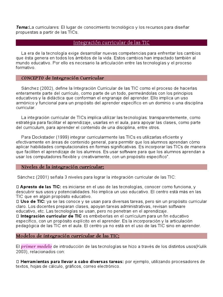 Integración Curricular De Las TIC | PDF | Plan De Estudios | Tecnología De Información Y ...