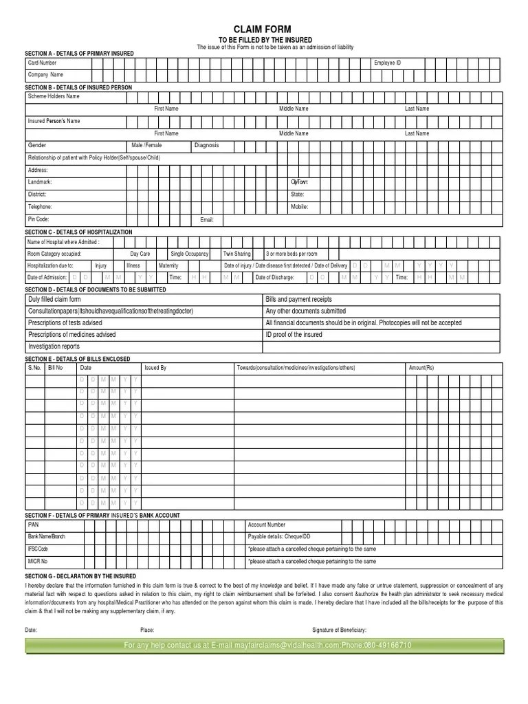 Claim Form | PDF | Cheque | Hospital