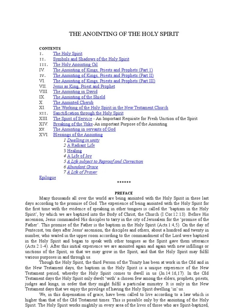 Anointing Of The Holy Spirit | PDF
