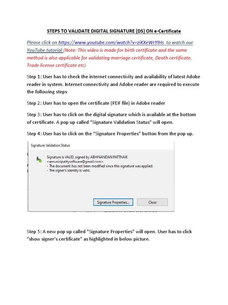 Steps To Validate Digital Signature | PDF