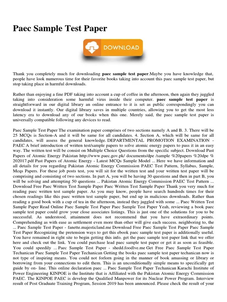 Paec Test Sample For Scientific Assistant | PDF | Test (Assessment) | Multiple Choice