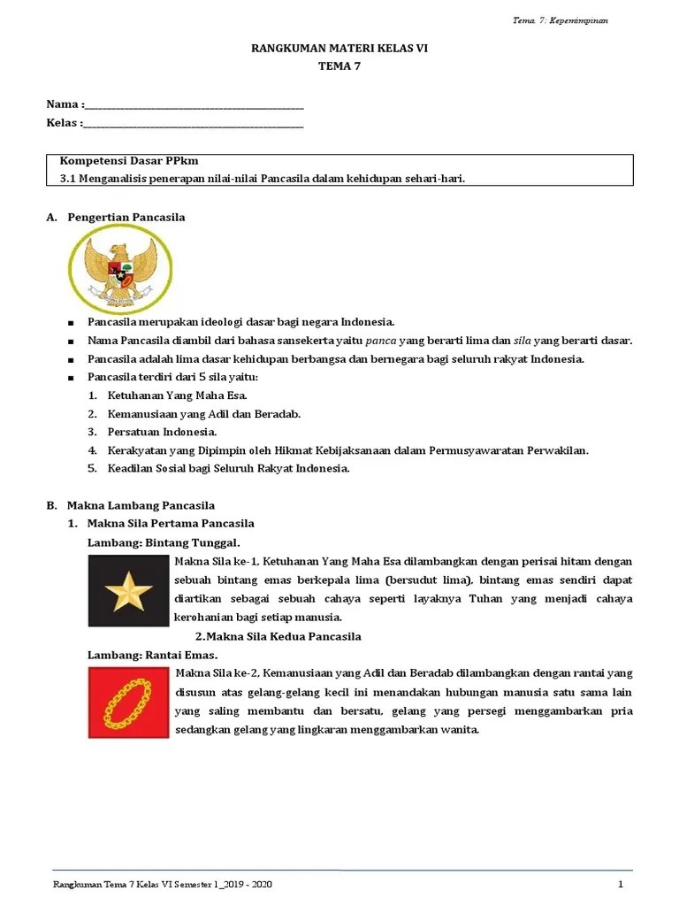 Rangkuman Materi Tema 7 2019-2020 fix | PDF