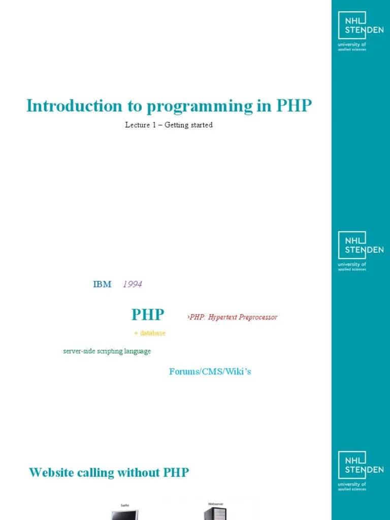 Introduction To Programming In PHP: Lecture 1 - Getting Started | PDF ...