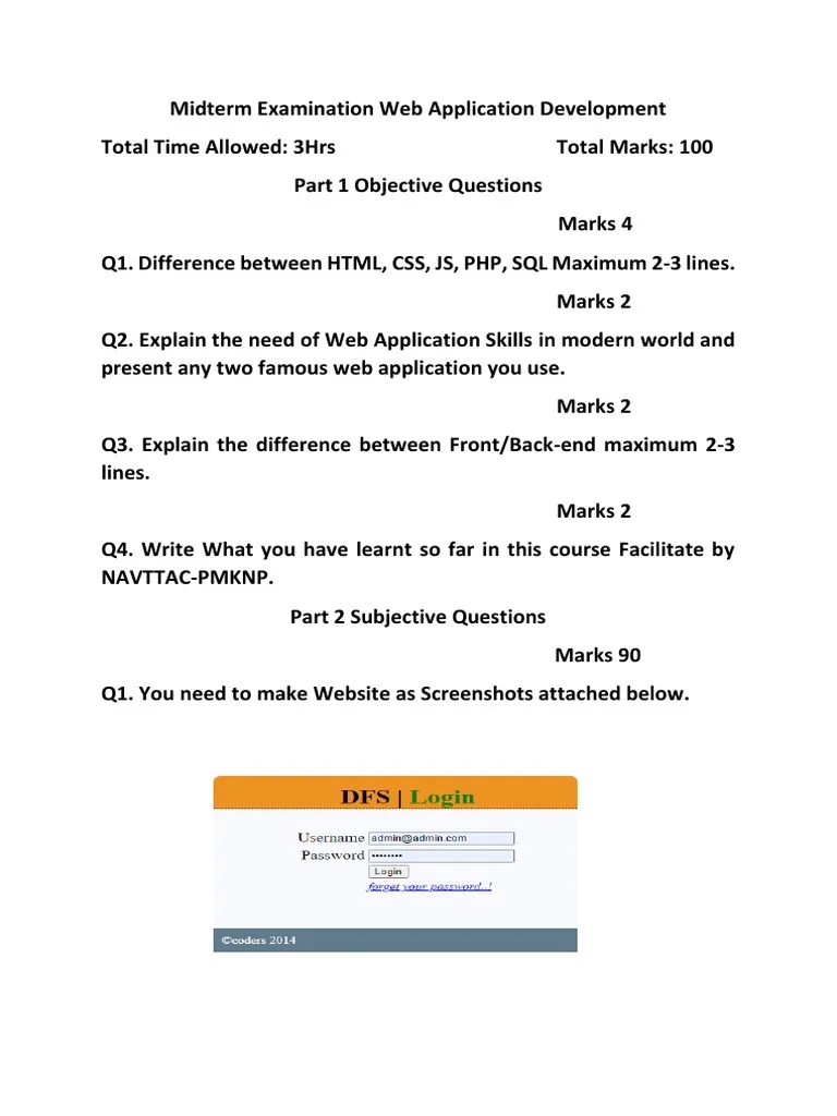 Examination Web Application Development Module | PDF