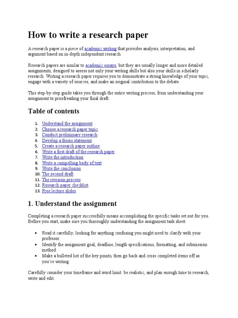How To Write A Research Paper | PDF | Essays | Academic Publishing