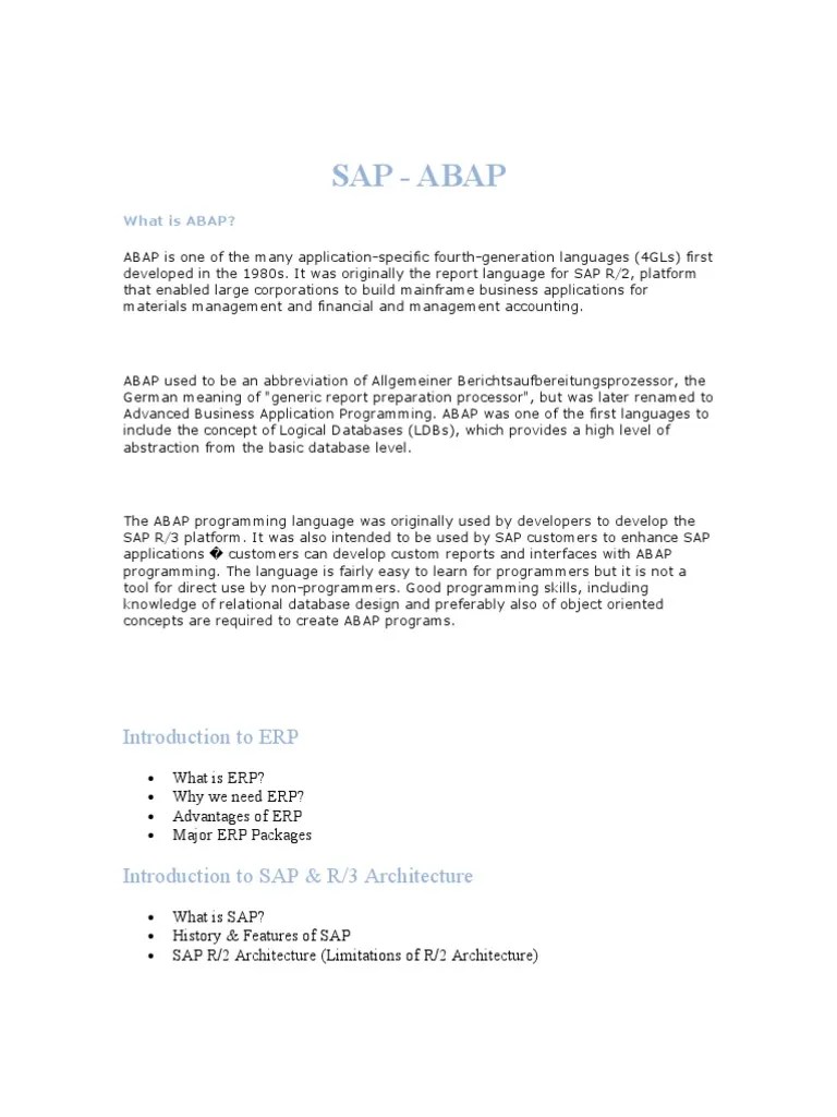 What Is ABAP? Introduction To SAP's Programming Language | PDF ...