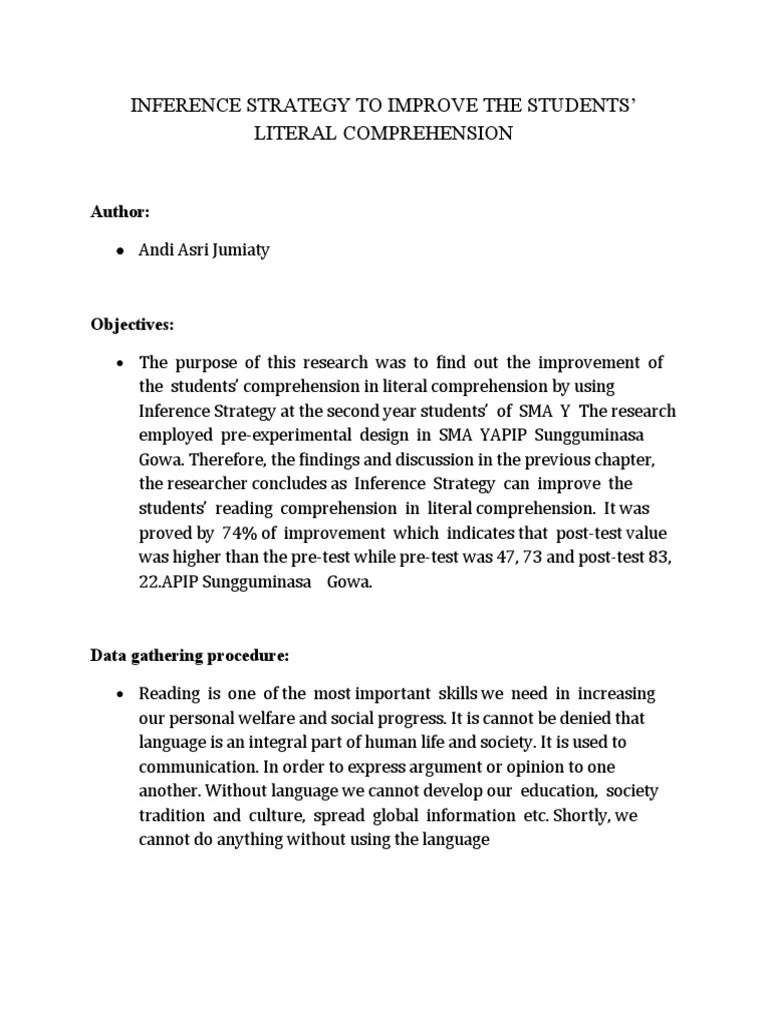 Inference Strategy To Improve The Students | PDF