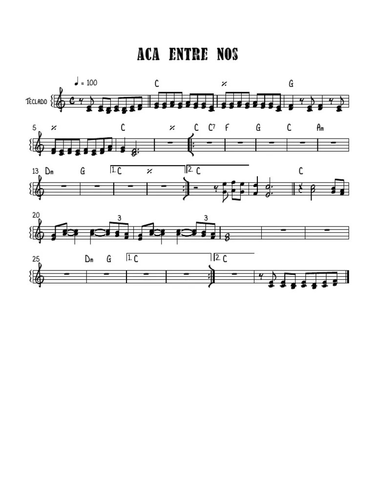 Aca Entre Nos - Partitura Completa | PDF