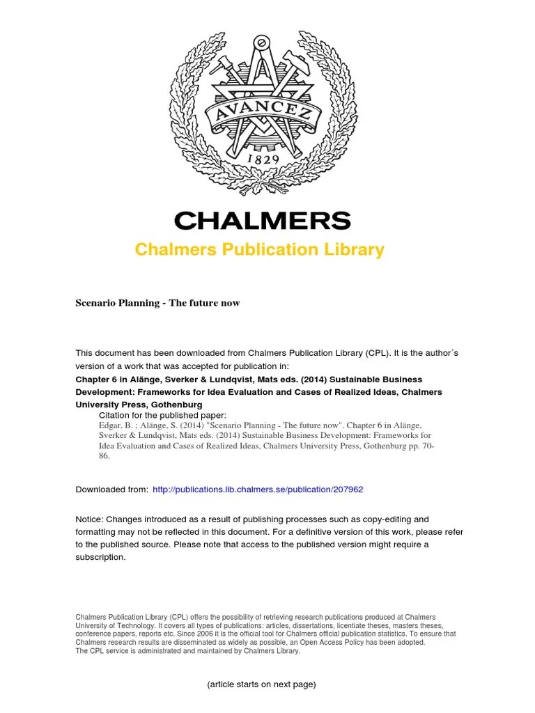 Scenario Planning - The Future Now | PDF | Scenario Planning | Prediction