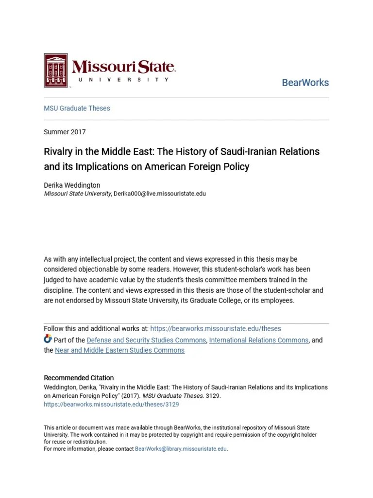 Rivalry In The Middle East - The History Of Saudi-Iranian Relation | PDF | Gamal Abdel Nasser | Iran