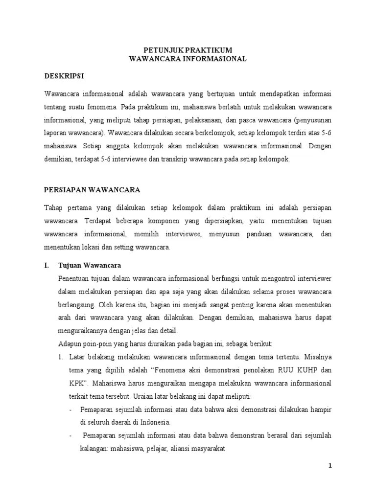 Petunjuk Praktikum Wawancara Informasional - Edit | PDF