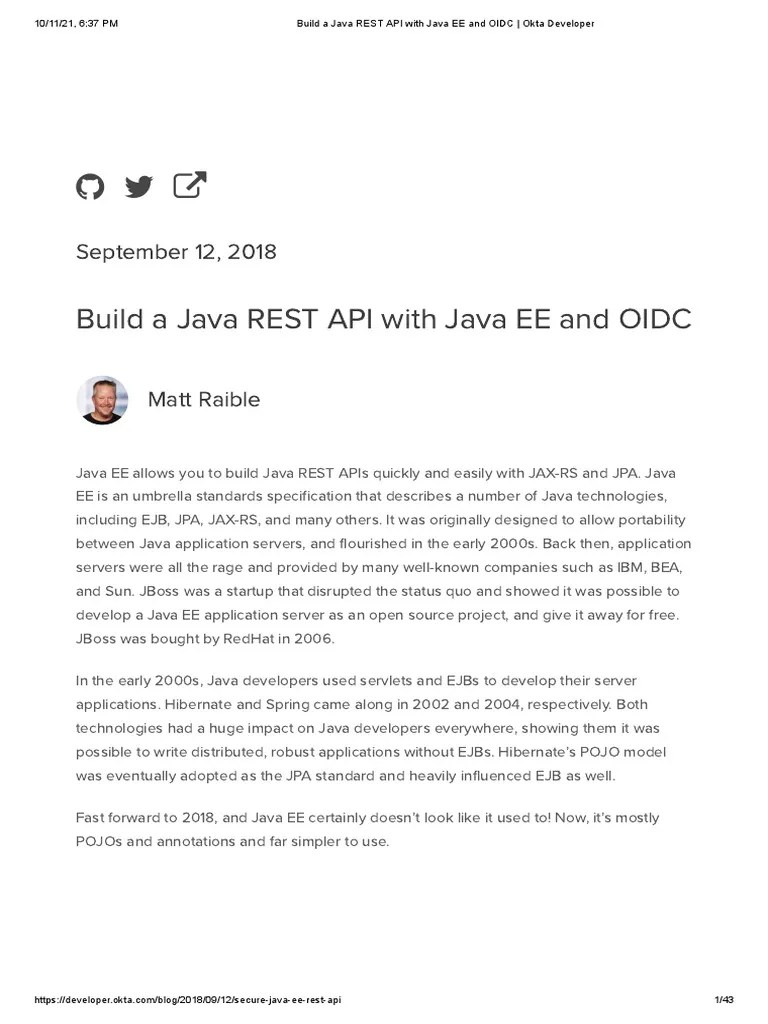 Build A Java REST API With Java EE And OIDC - Okta Developer | PDF ...