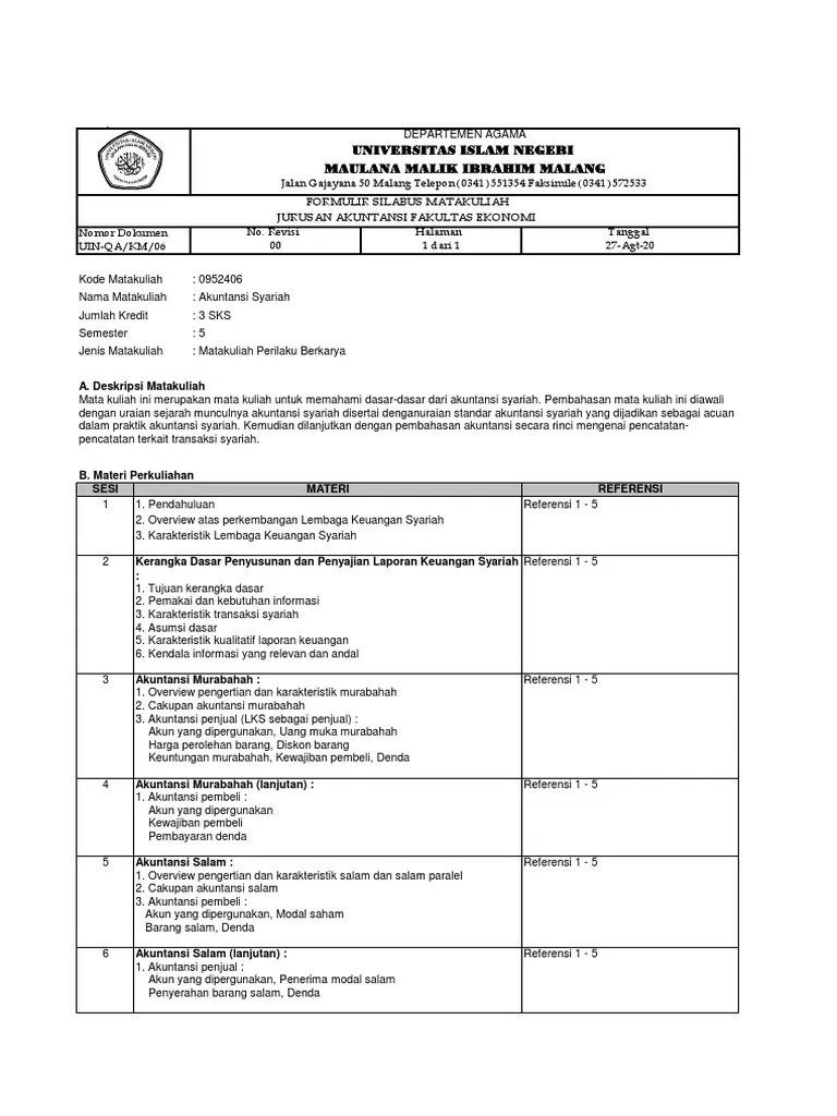 Silabus Akuntansi Syariah | PDF