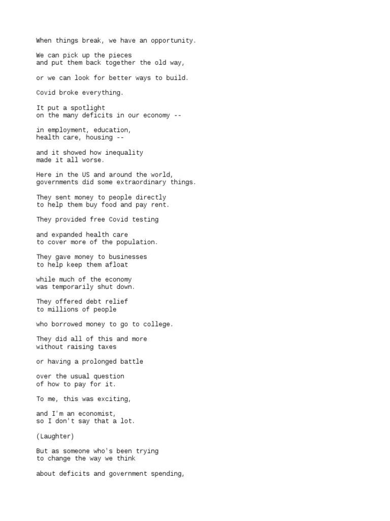 (English) Stephanie Kelton - The Big Myth Of Government Deficits - TED (DownSub - Com) | PDF ...