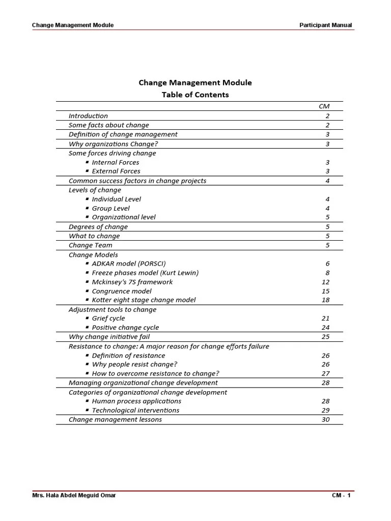 Change Management Module Participant Manual | PDF | Change Management ...