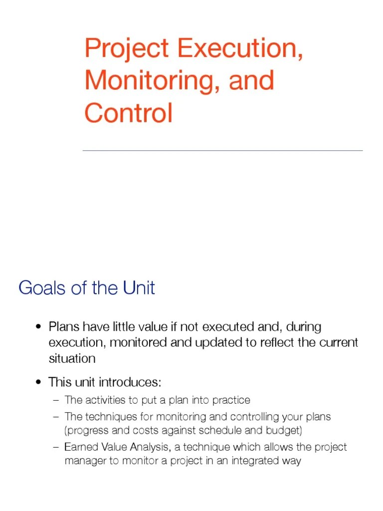 Execution Monitoring Control | PDF | Project Management | Business